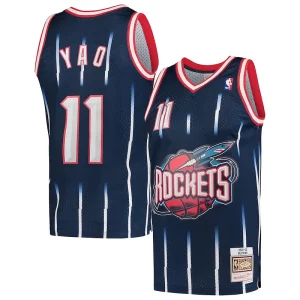 Increíble Versátil Lujoso Yao Ming Houston Rockets Hardwood Classics 2002 03 Swingman Jersey Navy