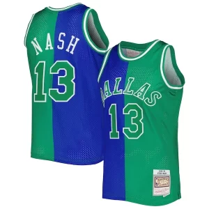 Lujoso Elegante Steve Nash Dallas Mavericks Hardwood Classics 1998/99 Split Swingman Jersey Blue/Green