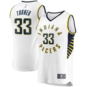 Lujoso Increíble Resistente Myles Turner Indiana Pacers Fast Break Replica Player Jersey White Association Edition