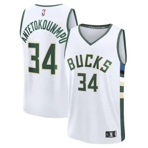 Fácil de llevar Sofisticado Giannis Antetokounmpo Milwaukee Bucks Fast Break Replica Player Jersey Association Edition White