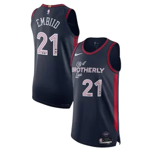 Lujoso Perfecto Original Nike Joel Embiid Philadelphia 76ers Authentic Jersey City Edition Navy