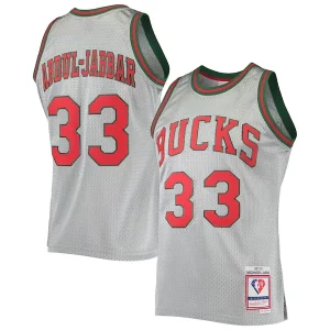 Magnífico Duradero Bonito Kareem Abdul Jabbar Milwaukee Bucks 75th Anniversary 1971/72 Hardwood Classics Swingman Jersey Silver