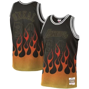 Magnífico Increíble Shaquille O'Neal Los Angeles Lakers 1996 97 Hardwood Classics Flames Swingman Jersey Black