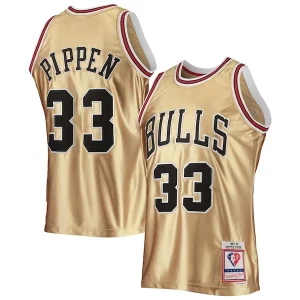 Magnífico Lujoso Chulo Scottie Pippen Chicago Bulls 75th Anniversary 1997/98 Hardwood Classics Swingman Jersey Gold