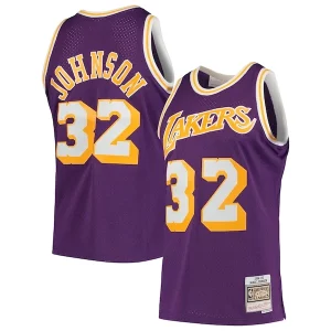 Magnífico Único Magic Johnson Los Angeles Lakers 1984/85 Hardwood Classics Swingman Jersey Purple/Gold