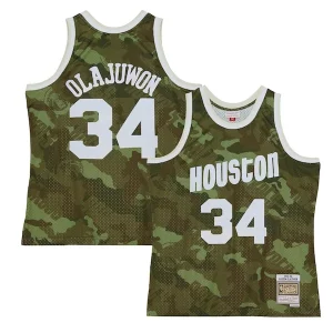 Maravilloso Hakeem Olajuwon Houston Rockets Hardwood Classics 1993/94 Ghost Green Swingman Jersey Camo