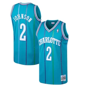 Maravilloso Larry Johnson Charlotte Hornets 1992/93 Hardwood Classics Swingman Jersey Teal