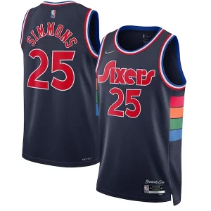 Maravilloso Lujoso Único Ben Simmons Philadelphia 76ers Nike 2021/22 Swingman Jersey City Edition Navy