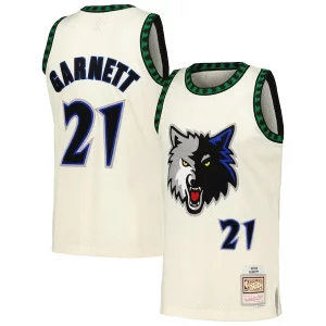 Moderno Kevin Garnett Minnesota Timberwolves Chainstitch Swingman Jersey Cream