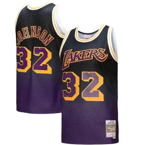 Moderno Magic Johnson Los Angeles Lakers 1984/85 Hardwood Classics Fadeaway Swingman Player Jersey Purple/Black/Gold