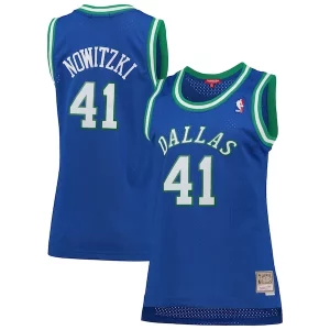 Moderno Práctico Dirk Nowitzki Dallas Mavericks Women's Hardwood Classics Swingman Jersey Blue