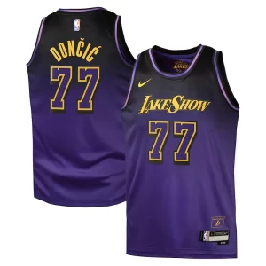 Moderno Práctico Luka Dončić Los Angeles Lakers Nike City Edition Swingman Jersey 2024 Purple