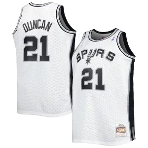 Moderno Tim Duncan San Antonio Spurs Big & Tall Hardwood Classics 1998/99 Swingman Jersey White/Black