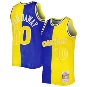Moderno Tim Hardaway Golden State Warriors Hardwood Classics 1990/91 Split Swingman Jersey Royal/Gold