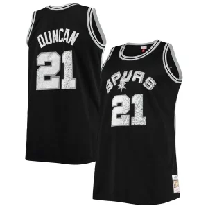 Original Fantástico Magnífico Tim Duncan San Antonio Spurs Big & Tall 1998/99 NBA 75th Anniversary Diamond Swingman Jersey Black