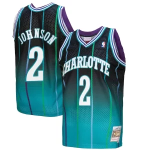 Original Larry Johnson Charlotte Hornets 1992/93 Hardwood Classics Fadeaway Swingman Player Jersey Teal/Black