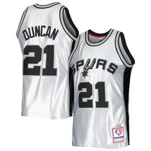 Original Lujoso Tim Duncan San Antonio Spurs 1998/99 Hardwood Classics 75th Anniversary Swingman Jersey Platinum