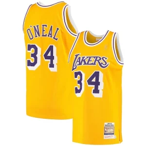 Original Maravilloso Perfecto Shaquille O'Neal Los Angeles Lakers 1996/97 Hardwood Classics Authentic Jersey Gold