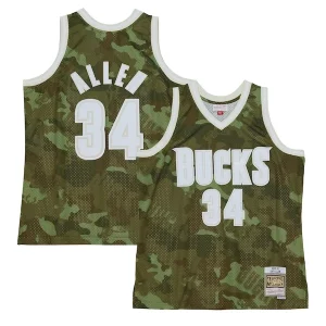 Original Ray Allen Milwaukee Bucks Hardwood Classics 2000/01 Ghost Green Swingman Jersey Camo