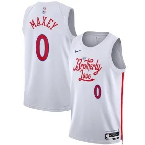 Original Tyrese Maxey Philadelphia 76ers Nike Unisex 2022/23 Swingman Jersey City Edition White