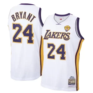 Perfecto Men's Los Angeles Lakers Kobe Bryant White 2009 10 Hardwood Classics Authentic Jersey