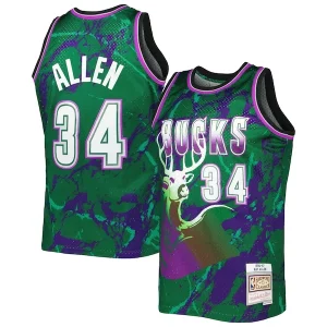 Perfecto Único Ray Allen Milwaukee Bucks 1996/97 Hardwood Classics Marble Swingman Jersey Green
