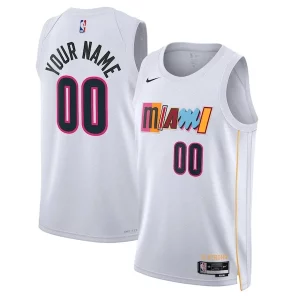 Práctico Clásico Miami Heat Nike Unisex 2022/23 Swingman Custom Jersey City Edition White