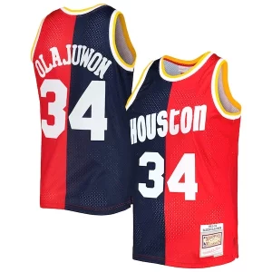 Práctico Cool Maravilloso Hakeem Olajuwon Houston Rockets Hardwood Classics 1993/94 Split Swingman Jersey Navy/Red