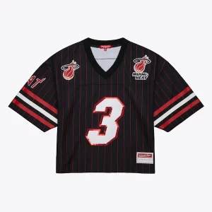 Práctico Dwyane Wade Miami Heat x DANNIJO Women's Cropped Football Fashion Jersey Black