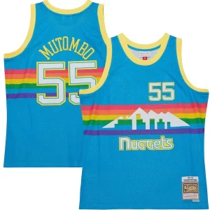 Práctico Versátil Dikembe Mutombo Denver Nuggets Hardwood Classics 1991/92 Tropical Swingman Jersey Blue