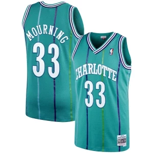 Resistente Clásico Alonzo Mourning Charlotte Hornets 1992/93 Hardwood Classics Swingman Jersey Teal