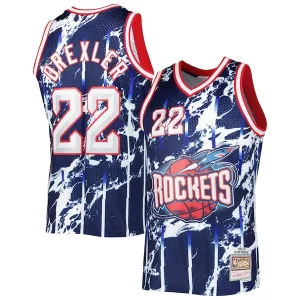 Resistente Clyde Drexler Houston Rockets 1996/97 Hardwood Classics Marble Swingman Jersey Navy