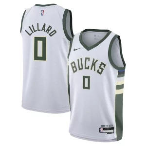 Resistente Damian Lillard Milwaukee Bucks Nike Youth Swingman Jersey Association Edition White