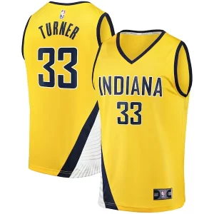 Resistente Myles Turner Indiana Pacers Fast Break Replica Jersey Statement Edition Gold