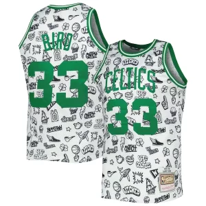 Resistente Perfecto Larry Bird Boston Celtics 1985/86 Hardwood Classics Doodle Swingman Jersey White