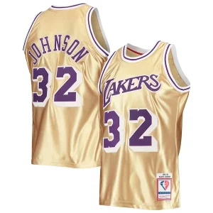 Robusto Magic Johnson Los Angeles Lakers 75th Anniversary 1984/85 Hardwood Classics Swingman Jersey Gold