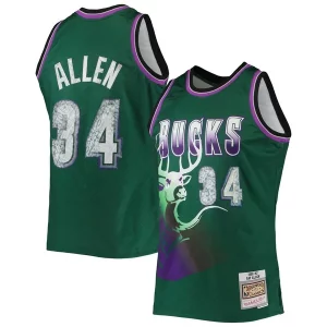 Robusto Magnífico Ray Allen Milwaukee Bucks 1996/97 Hardwood Classics NBA 75th Anniversary Diamond Swingman Jersey Green