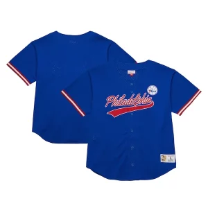 Robusto Philadelphia 76ers Hardwood Classics On The Clock Mesh Fashion Baseball Jersey Royal