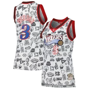 Sofisticado Increíble Allen Iverson Philadelphia 76ers Women's 2000 Doodle Swingman Jersey White