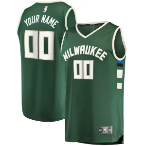 Único Milwaukee Bucks Youth Fast Break Custom Replica Jersey Hunter Green Icon Edition