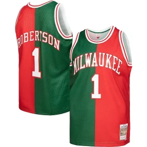 Único Original Oscar Robertson Milwaukee Bucks Hardwood Classics 1971/72 Split Swingman Jersey Green/Red