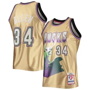 Único Ray Allen Milwaukee Bucks 75th Anniversary 1996/97 Hardwood Classics Swingman Jersey Gold