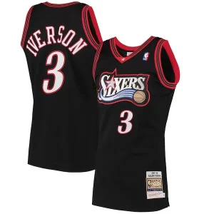 Único Robusto Versátil Allen Iverson Philadelphia 76ers 1997/98 Hardwood Classics Authentic Jersey Black