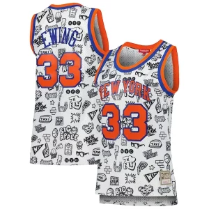 Único Sofisticado Maravilloso Patrick Ewing New York Knicks Women's 1991 Doodle Swingman Jersey White