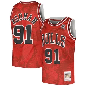 Versátil Dennis Rodman Chicago Bulls 1997/98 Hardwood Classics Asian Heritage 6.0 Swingman Throwback Player Jersey Red