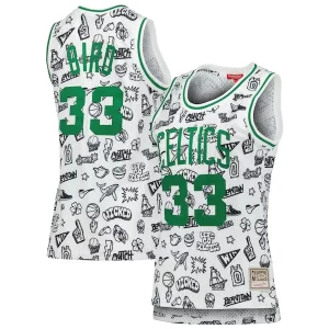 Versátil Genial Larry Bird Boston Celtics Women's 1985 Doodle Swingman Jersey White